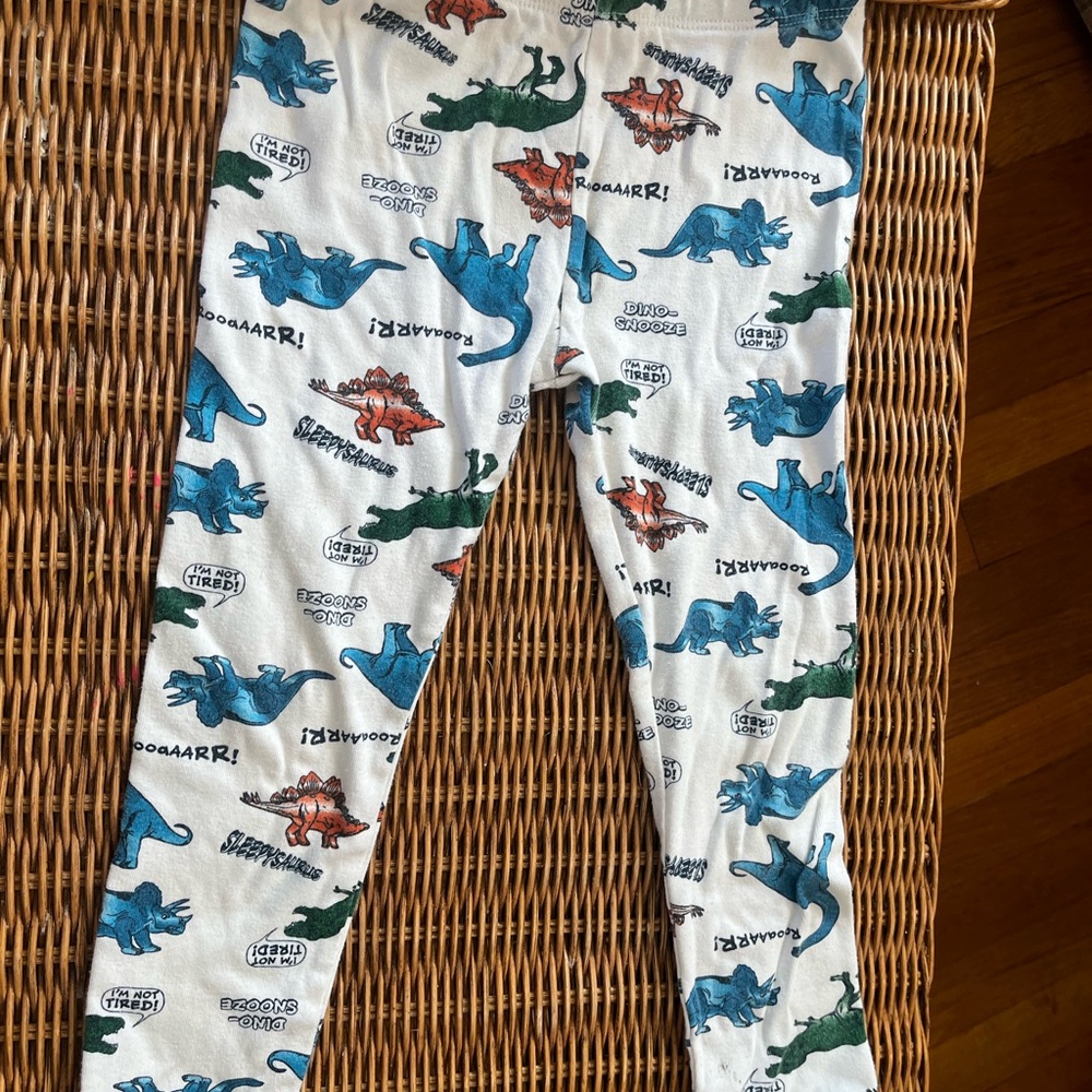 MOTHER Dinosaur Print Kids Leggings - Blue and White